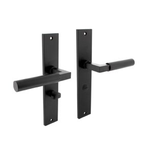 Intersteel Deurkruk Bau-Stil op schild met toilet-/badkamersluiting - mat zwart