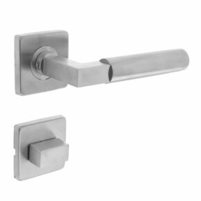 Intersteel Deurkruk Bau-stil op vierkant rozet met toilet-/badkamersluiting RVS