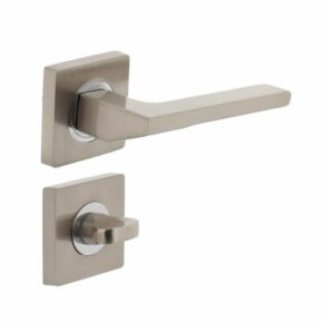 Intersteel Deurkruk Ben op vierkant rozet met 7mm nokken met toilet-/badkamersluiting nikkel mat