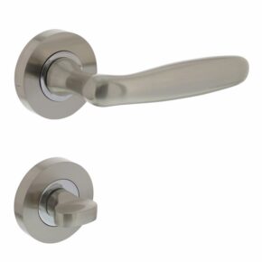 Intersteel Deurkruk Bjorn op rozet met 7mm nokken met toilet-/badkamersluiting nikkel mat