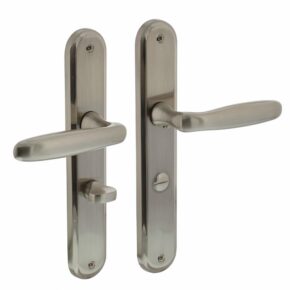Intersteel Deurkruk Bjorn op schild met toilet-/badkamersluiting nikkel mat