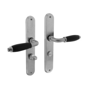 Intersteel Deurkruk Courgette op ovaal schild met toilet-/badkamersluiting mat chroom