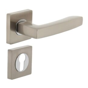 Intersteel Deurkruk Dean op vierkant rozet met 7mm nokken met profielcilindergat nikkel mat