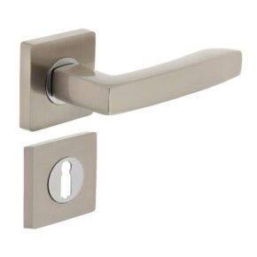 Intersteel Deurkruk Dean op vierkant rozet met 7mm nokken met sleutelgat nikkel mat