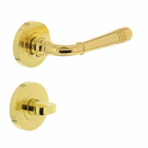 Intersteel Deurkruk Emily op rozet met 7mm nokken met toilet-/badkamersluiting messing gelakt