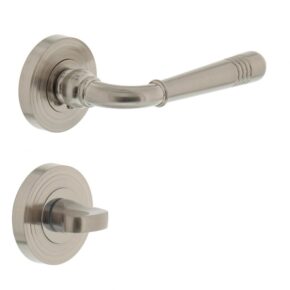 Intersteel Deurkruk Emily op rozet met 7mm nokken met toilet-/badkamersluiting nikkel mat