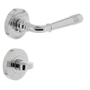 Intersteel Deurkruk Emily op rozet met 7mm nokken met toilet-/badkamersluiting chroom