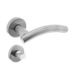 Intersteel Deurkruk Gebogen op rozet geveerd met toilet-/badkamersluiting ATP RVS
