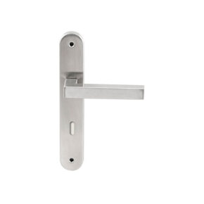 Hardbrass Deurkruk Geneve RVS op ovaal langschild sleutel 72mm