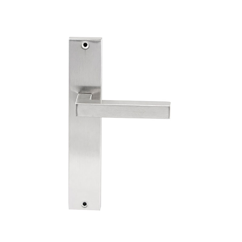 Hardbrass Deurkruk Geneve RVS op rechthoekig langschild blind