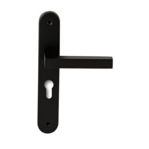 Hardbrass Deurkruk Geneve Zwart op ovaal langschild profielcilinder 55mm