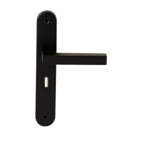Hardbrass Deurkruk Geneve Zwart op ovaal langschild sleutel 56mm