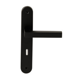 Hardbrass Deurkruk Geneve Zwart op ovaal langschild sleutel 72mm