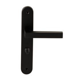 Hardbrass Deurkruk Geneve Zwart op ovaal langschild WC63mm met 8mm stift