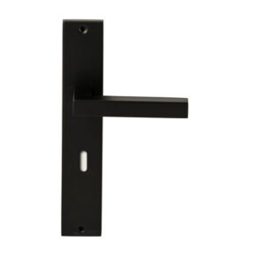 Hardbrass Deurkruk Geneve Zwart op rechthoekig langschild sleutel 72mm