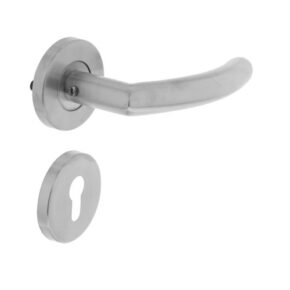 Intersteel Deurkruk Halfrond/Hoek 90° neutraal op rozet met profielcilindergat RVS