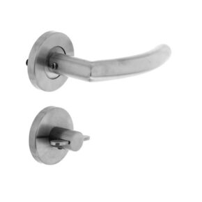Intersteel Deurkruk Halfrond/Hoek 90° neutraal op rozet met toilet-/badkamersluiting RVS