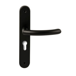 Hardbrass Deurkruk Helsinki Zwart op ovaal langschild profielcilinder 55mm