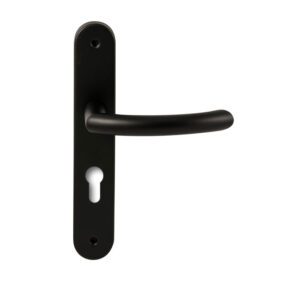 Hardbrass Deurkruk Helsinki Zwart op ovaal langschild profielcilinder 72mm