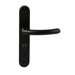 Hardbrass Deurkruk Helsinki Zwart op ovaal langschild WC63mm met 8mm stift