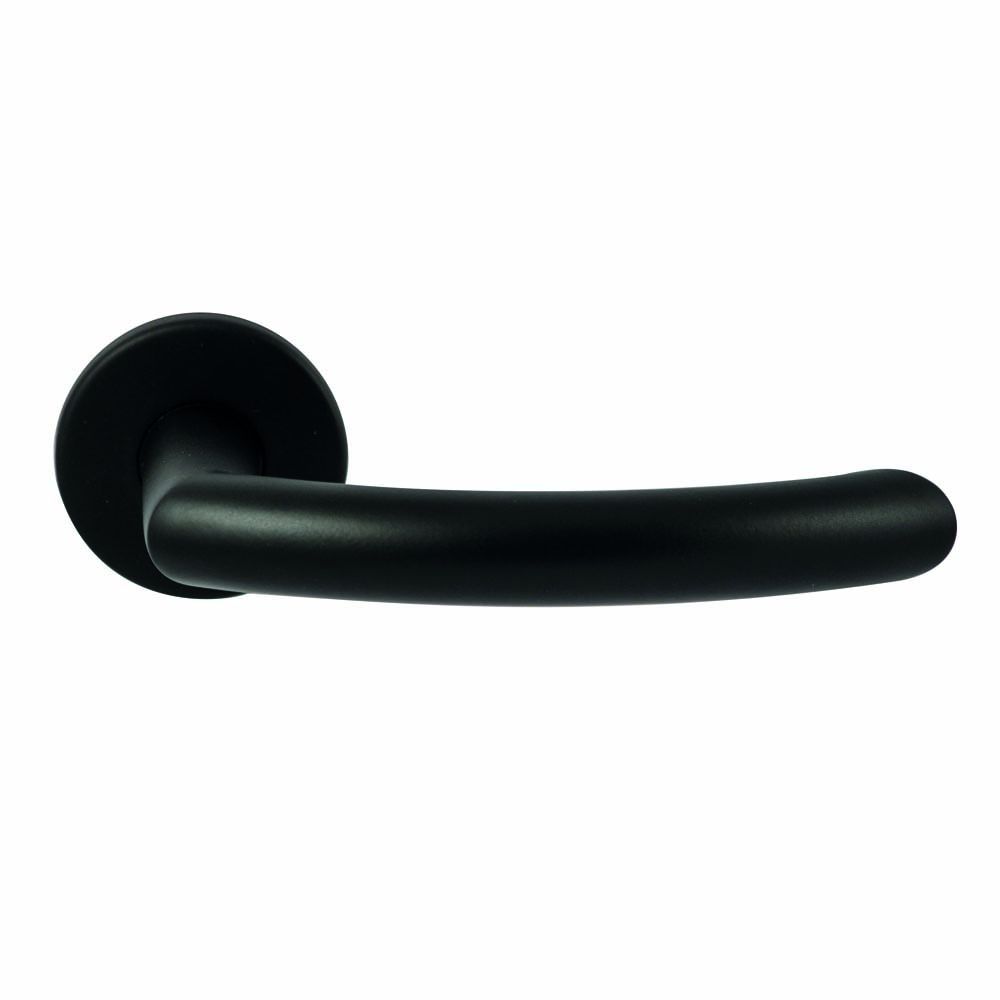 Hardbrass Deurkruk Helsinki Zwart op rond rozet 4mm dun