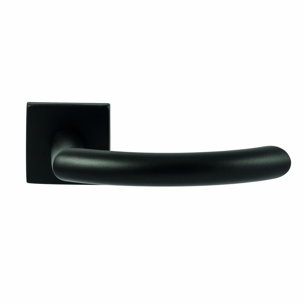 Hardbrass Deurkruk Helsinki Zwart op vierkant rozet 4mm dun