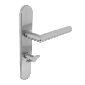 Intersteel Deurkruk Hoek 90° op ovaal schild met toilet-/badkamersluiting RVS - rechts