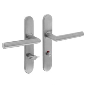 Intersteel Deurkruk Hoek 90° op verdekt schild groot krukgat met toilet-/badkamersluiting RVS