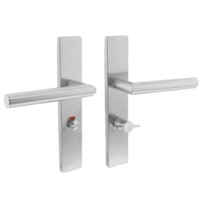 Intersteel Deurkruk Hoek 90° op rechthoekig schild met toilet-/badkamersluiting RVS - rechts