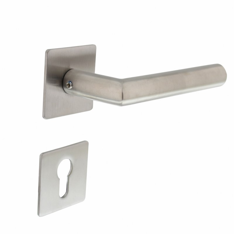 Intersteel Deurkruk Hoek 90° op vierkant magneetrozet met profielcilindergat RVS