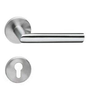 Intersteel Deurkruk Hoek 90° op rozet geveerd met profielcilindergat ATP RVS