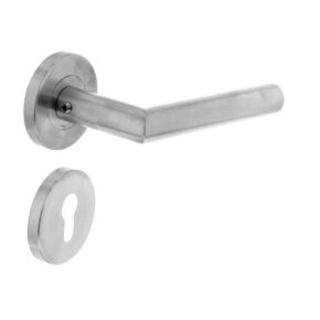 Intersteel Deurkruk Hoek 90° neutraal op rozet met profielcilindergat RVS