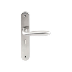 Hardbrass Deurkruk Istanbul RVS op ovaal langschild sleutel 56mm