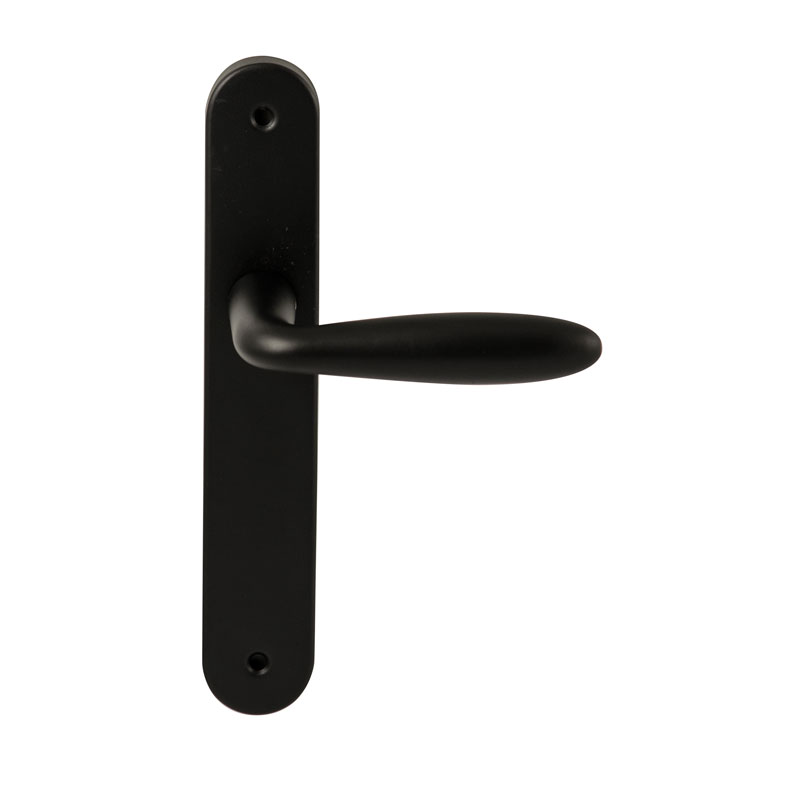 Hardbrass Deurkruk Istanbul Zwart op ovaal langschild blind