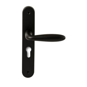 Hardbrass Deurkruk Istanbul Zwart op ovaal langschild profielcilinder 55mm