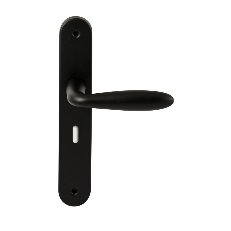 Hardbrass Deurkruk Istanbul Zwart op ovaal langschild sleutel 56mm
