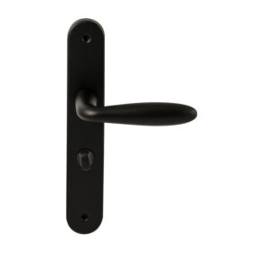 Hardbrass Deurkruk Istanbul Zwart op ovaal langschild WC63mm met 8mm stift