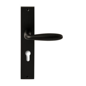 Hardbrass Deurkruk Istanbul Zwart op rechthoekig langschild profielcilinder 72mm