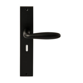 Hardbrass Deurkruk Istanbul Zwart op rechthoekig langschild sleutel 56mm