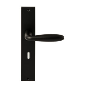 Hardbrass Deurkruk Istanbul Zwart op rechthoekig langschild sleutel 72mm