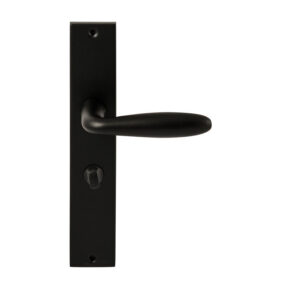 Hardbrass Deurkruk Istanbul Zwart op rechthoekig langschild WC63mm met 8mm stift