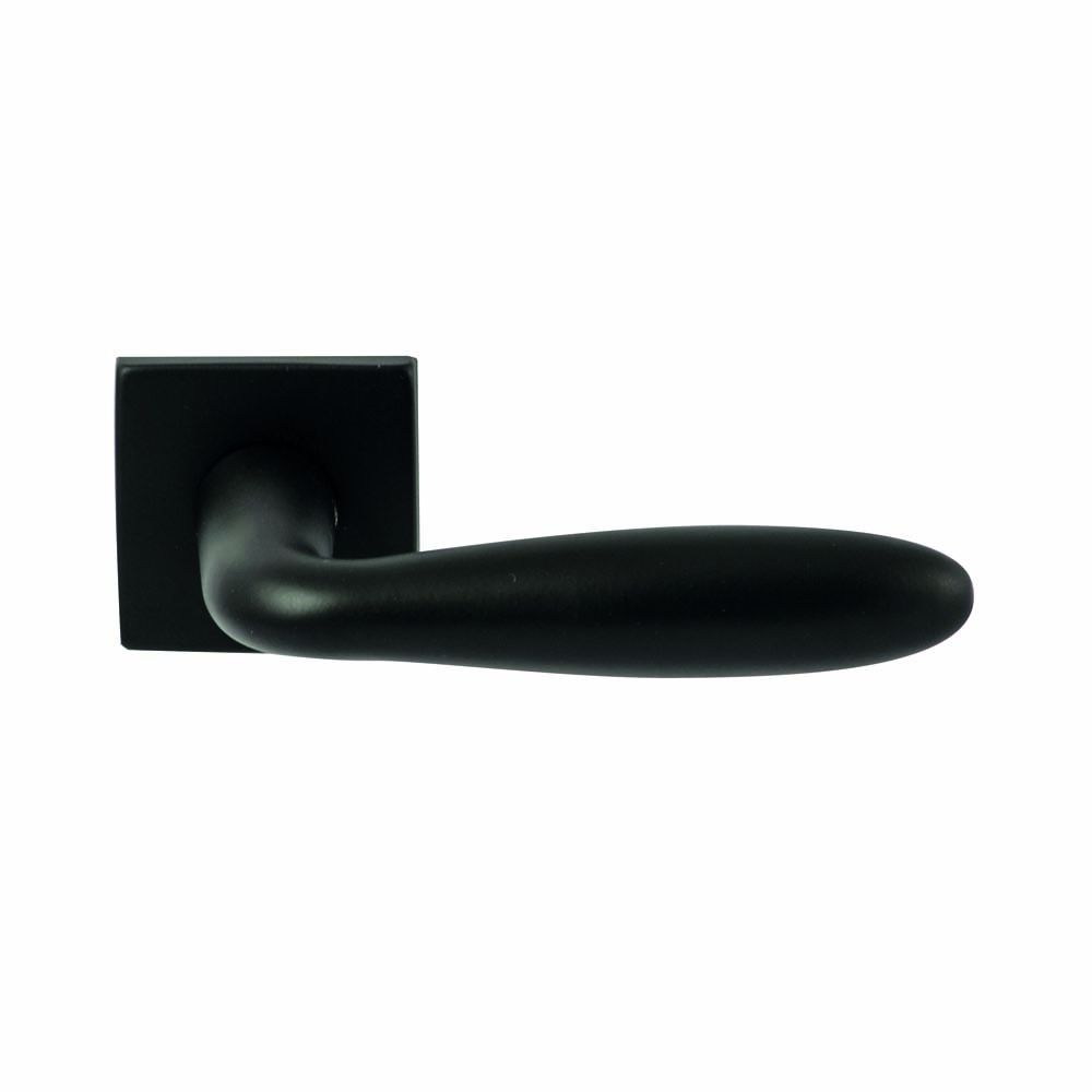 Hardbrass Deurkruk Istanbul Zwart op vierkant rozet 4mm dun
