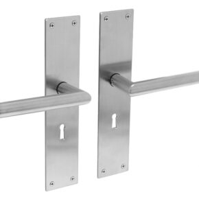 Intersteel Deurkruk Jura Hoek 90° op schild sleutelgat 56mm RVS
