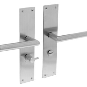 Intersteel Deurkruk Jura Hoek 90° op schild met toilet-/badkamersluiting RVS