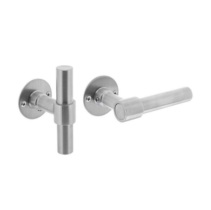 Intersteel Deurkruk L/T-model recht op plat rozet RVS