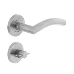Intersteel Deurkruk Lisa/Hoek 90° neutraal op rozet met toilet-/badkamersluiting RVS