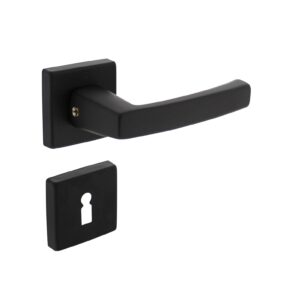 Intersteel Deurkruk Moora op vierkant rozet met nokken met sleutelplaatjes aluminium/zwart