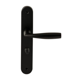 Hardbrass Deurkruk Naxos Zwart op ovaal langschild WC63mm met 8mm stift