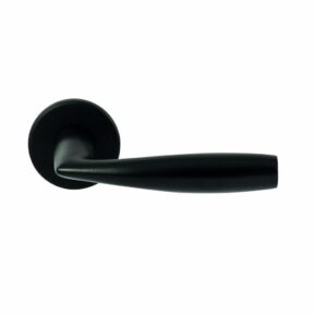 Hardbrass Deurkruk Naxos Zwart op rond rozet 4mm dun