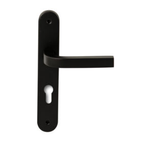 Hardbrass Deurkruk Osaka Zwart op ovaal langschild profielcilinder 72mm